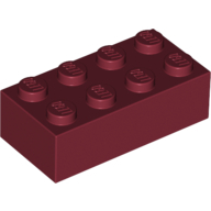 Lego kostka (kostička) 2x4, tmavě červená (4163803, 4541369, 6057588, 6117418)